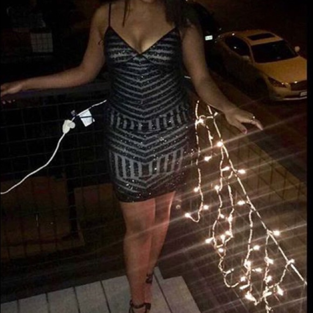 Black Sequined Cocktail Dress